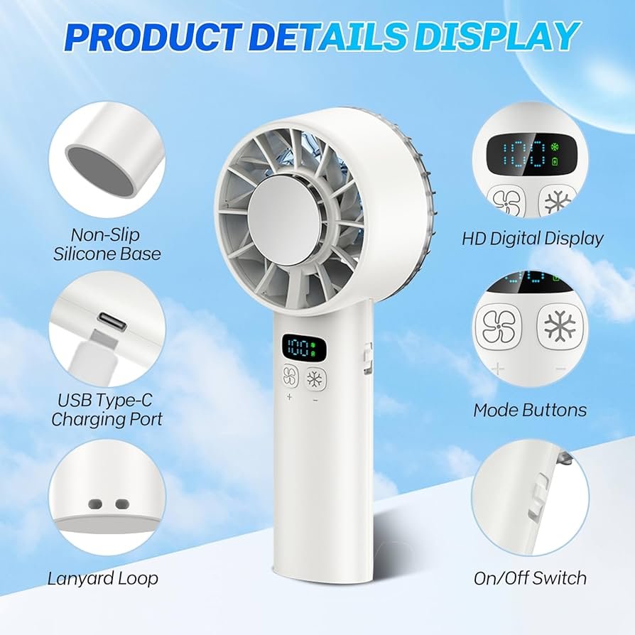 ArcticBreeze Pro — Handheld Ice-Cooling Fan (6000mAh, 20H Battery, Turbo) - Bali Summer Store